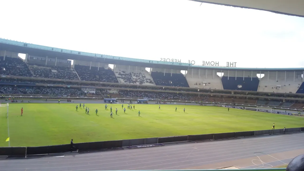 The running track and pitch at Kasarani Stadium in Nairobi